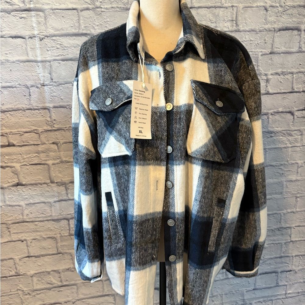 Plaid Button-Up Jacket